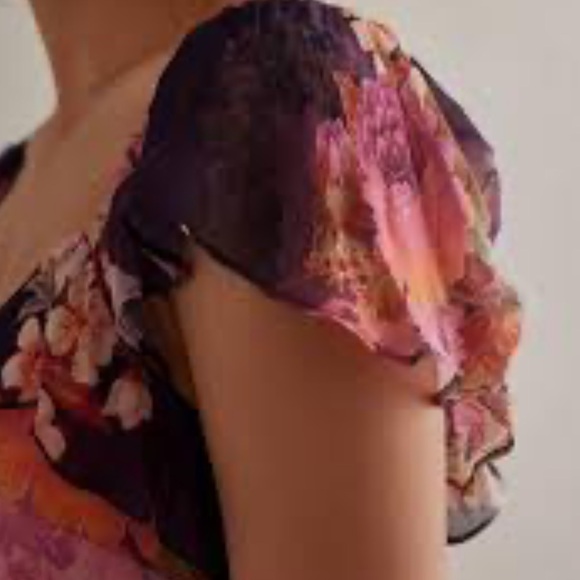 Kachel Anthropologie Lulu Flutter Sleeve Floral Maxi Slip Dress 6 Small Boho - Picture 2 of 9